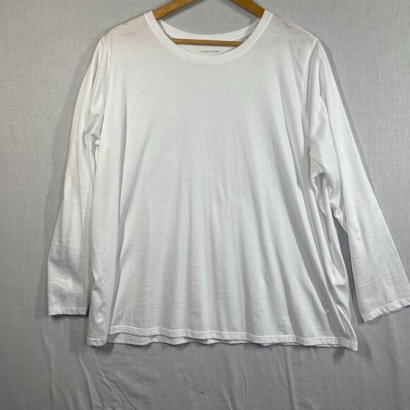 Eileen Fisher Long Sleeve Shirt Womens 2X White 100% Organic Cotton Layer - Picture 1 of 10